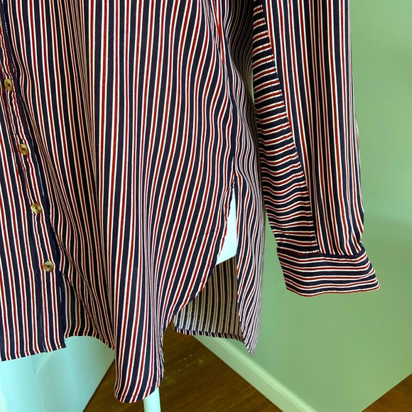 Anthropologie Maeve Striped Tunic Length Button Down EUC Size Small - Picture 5 of 8